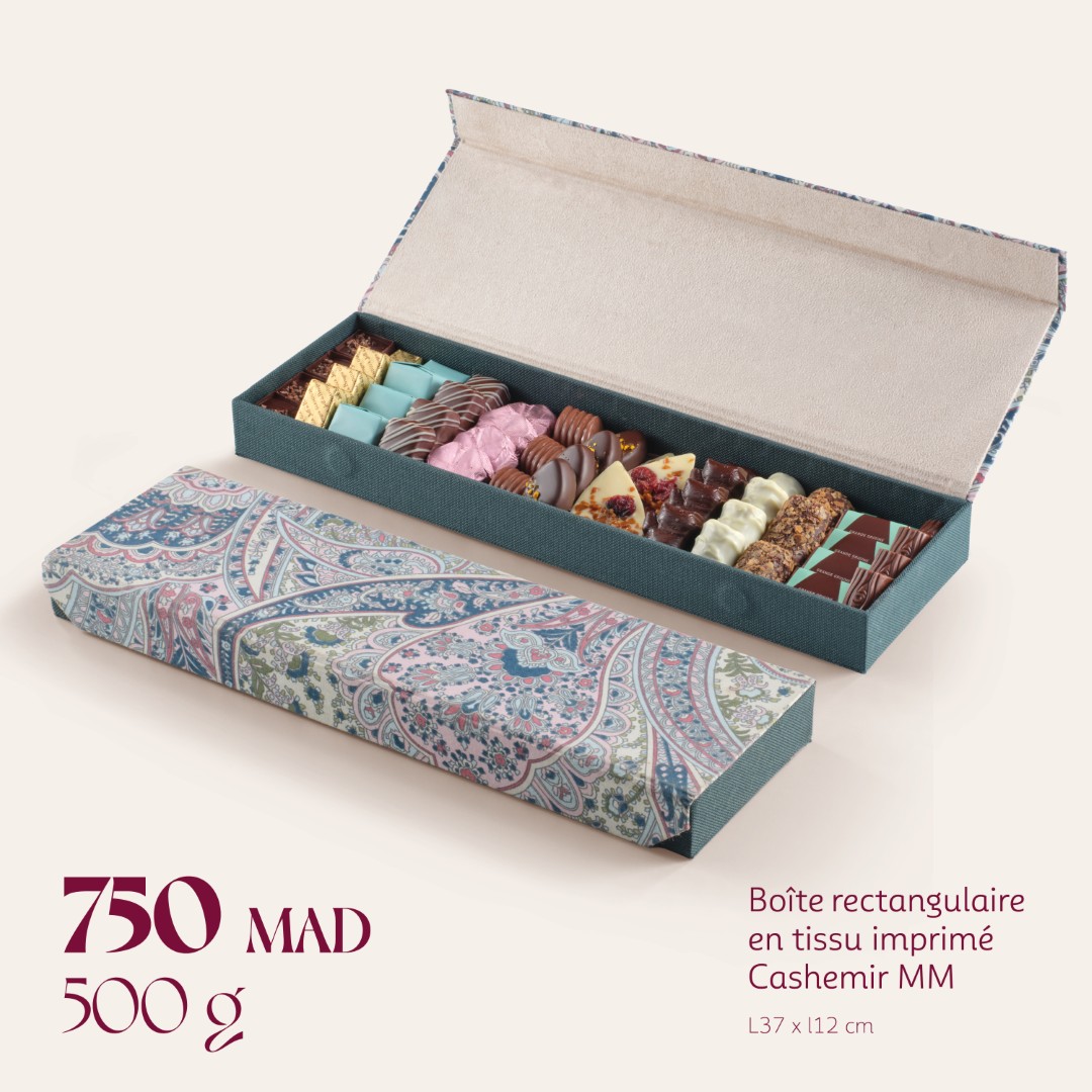 Boîte rectangulaire en tissu imprimé Cashemir